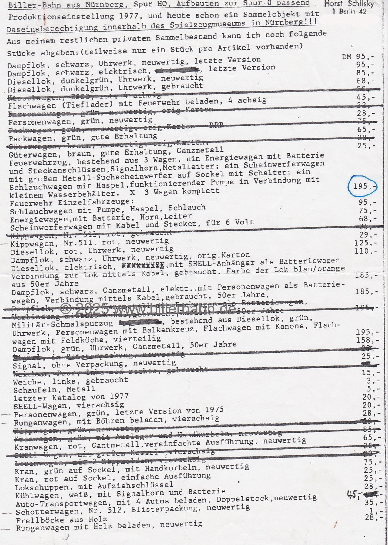 Schilsky Preisliste Seite 1